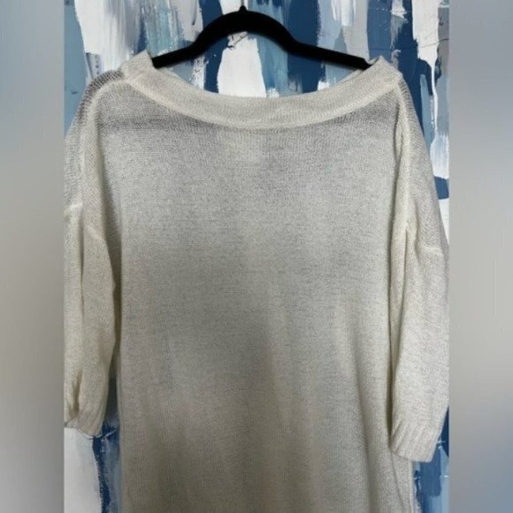 Cream Off the Shoulder Sweater - Lightweight Knit Sweater Cowl Neck - - Picture 4 of 5